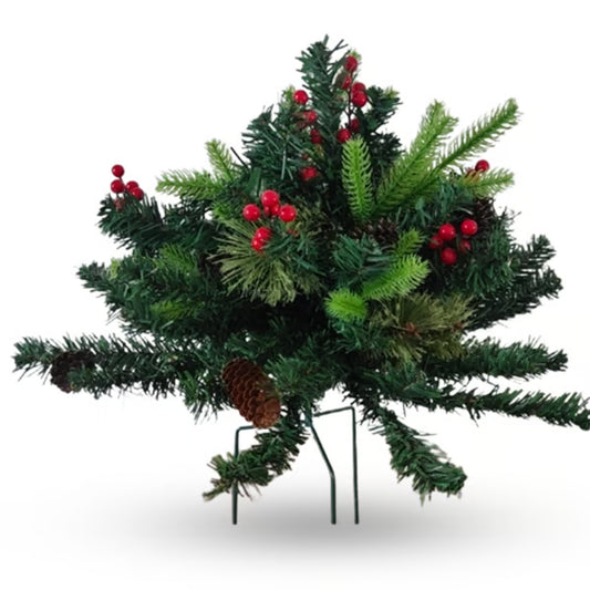Pre-lit Artificial Christmas Tree Urn Filler ~ Weatherproof sparkle for entryways and patios.