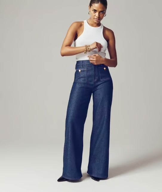 Tummy Control Cropped Wide-Leg Jeans ~ Flatter your waist, elevate your style.