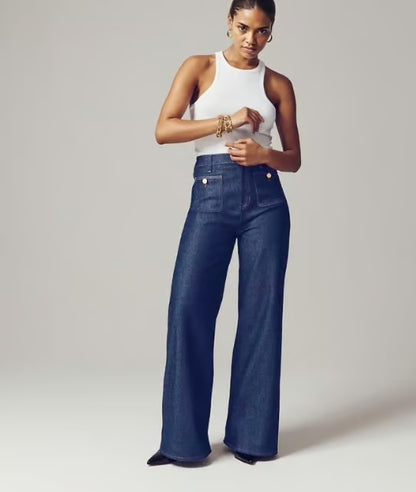 Tummy Control Cropped Wide-Leg Jeans ~ Flatter your waist, elevate your style.