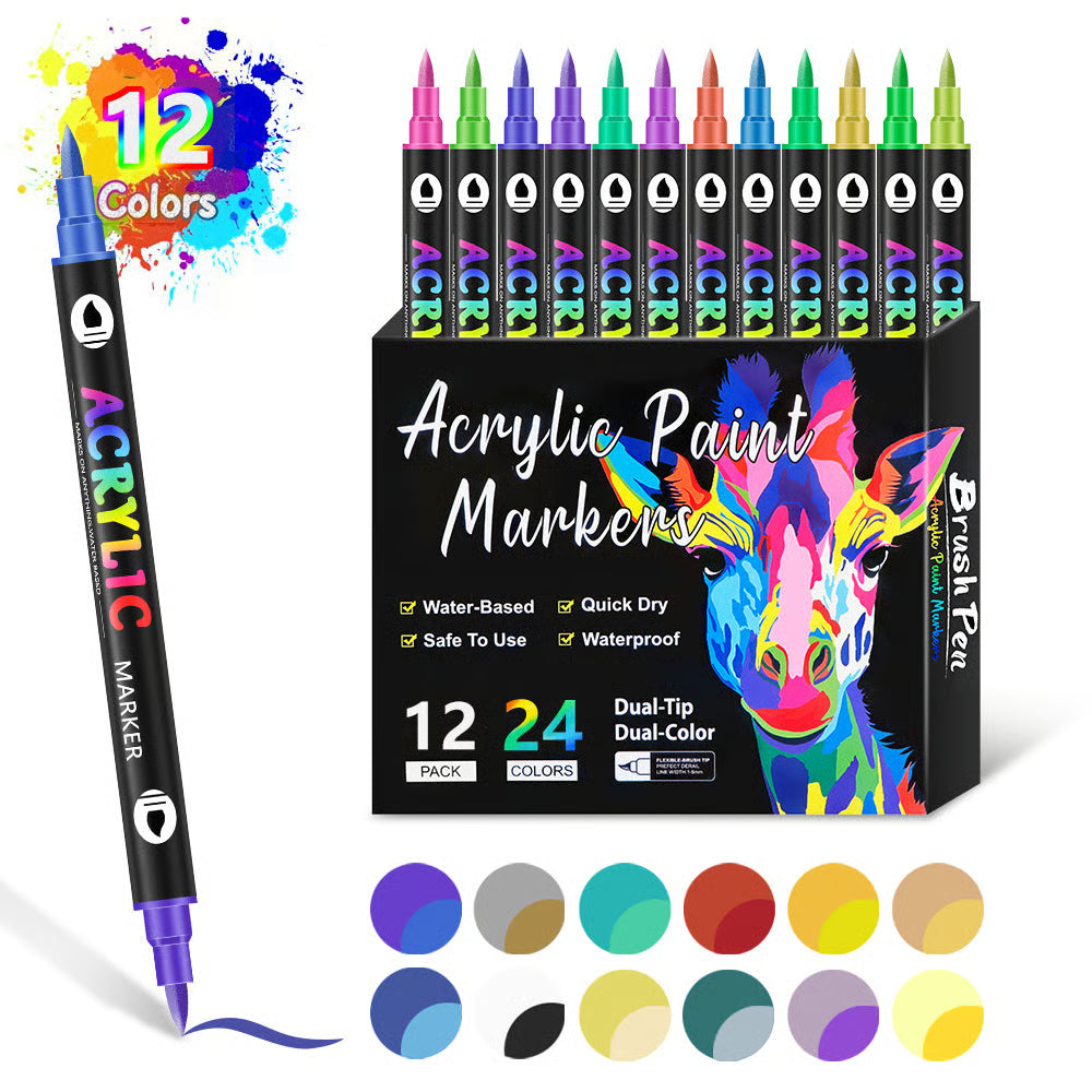 Dual Tip Acrylic Paint Pen Marker ~ Screen-free creativity on any surface.