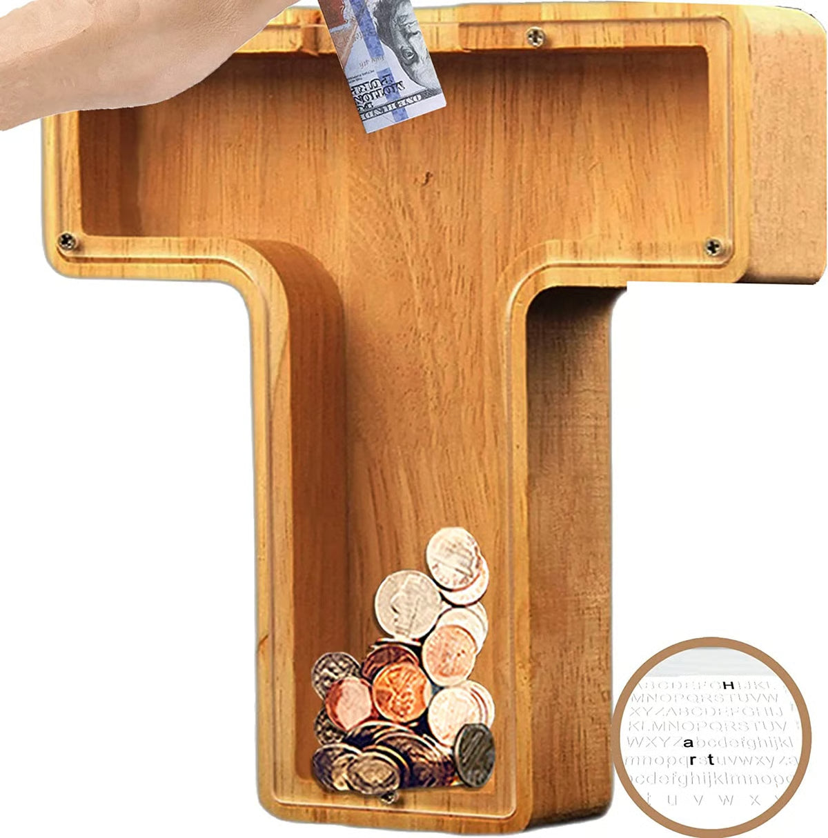 Wooden Letter Piggy Bank ~ Turn everyday coins into lasting memories.