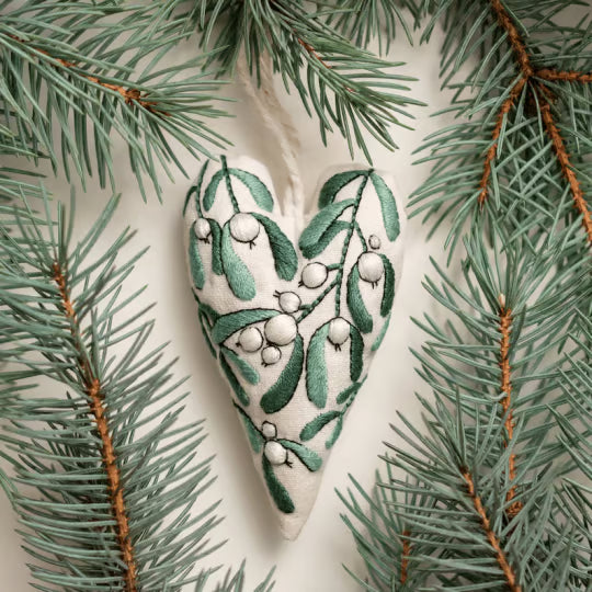 Heart Shaped Christmas Ornament Kit ~ Hand-stitched holiday keepsake you’ll treasure for years.