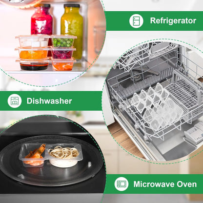Double Compartment Condiment Containers (10 Pack) ~ Split containers for balanced eating.
