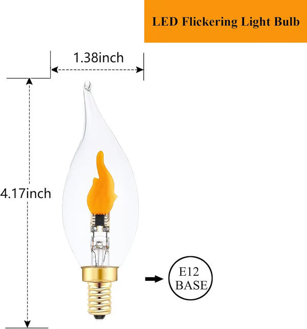 Flickering Flame Light Bulbs ~ Year-round warm flicker for indoor or outdoor spaces.