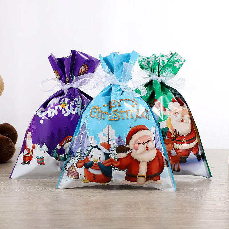 Christmas Drawstring Gift Bags ~ From messy pile to tree-ready in seconds.
