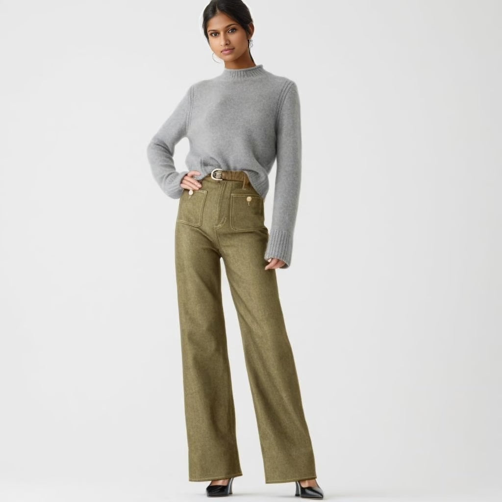 Tummy Control Cropped Wide-Leg Jeans ~ Flatter your waist, elevate your style.