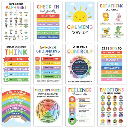 12 Pcs Calming Corner Posters ~ Create a safe space for kids to calm down.