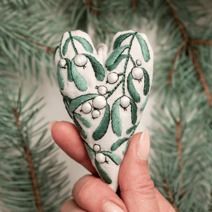 Heart Shaped Christmas Ornament Kit ~ Hand-stitched holiday keepsake you’ll treasure for years.