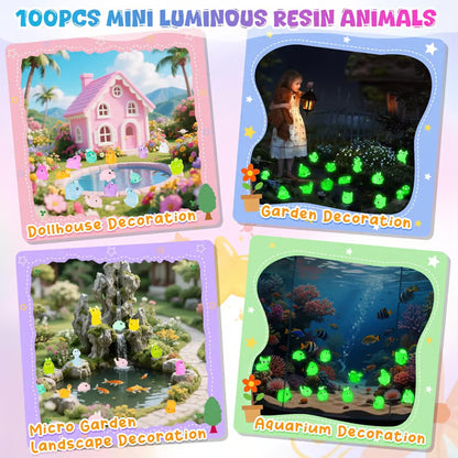 Mini Animal Resin Models ~ Charge by day and shine with soft neon light.