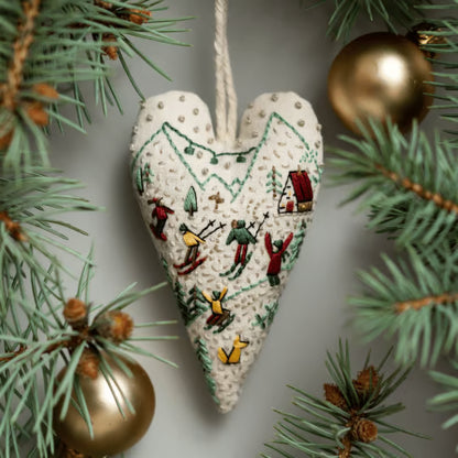 Heart Shaped Christmas Ornament Kit ~ Hand-stitched holiday keepsake you’ll treasure for years.