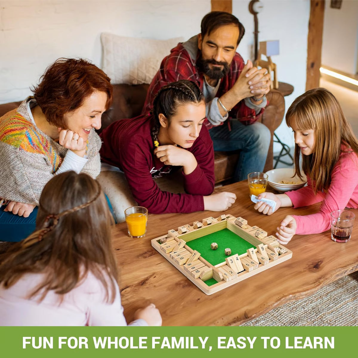 Shut The Box Board Game ~ Classic wooden dice game for family fun.