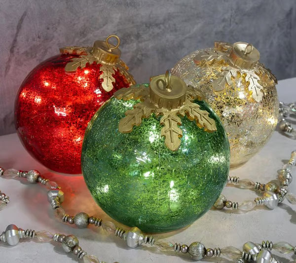 Glass Tabletop Christmas Ornaments (3ct) ~ Instantly elevate your holiday décor.