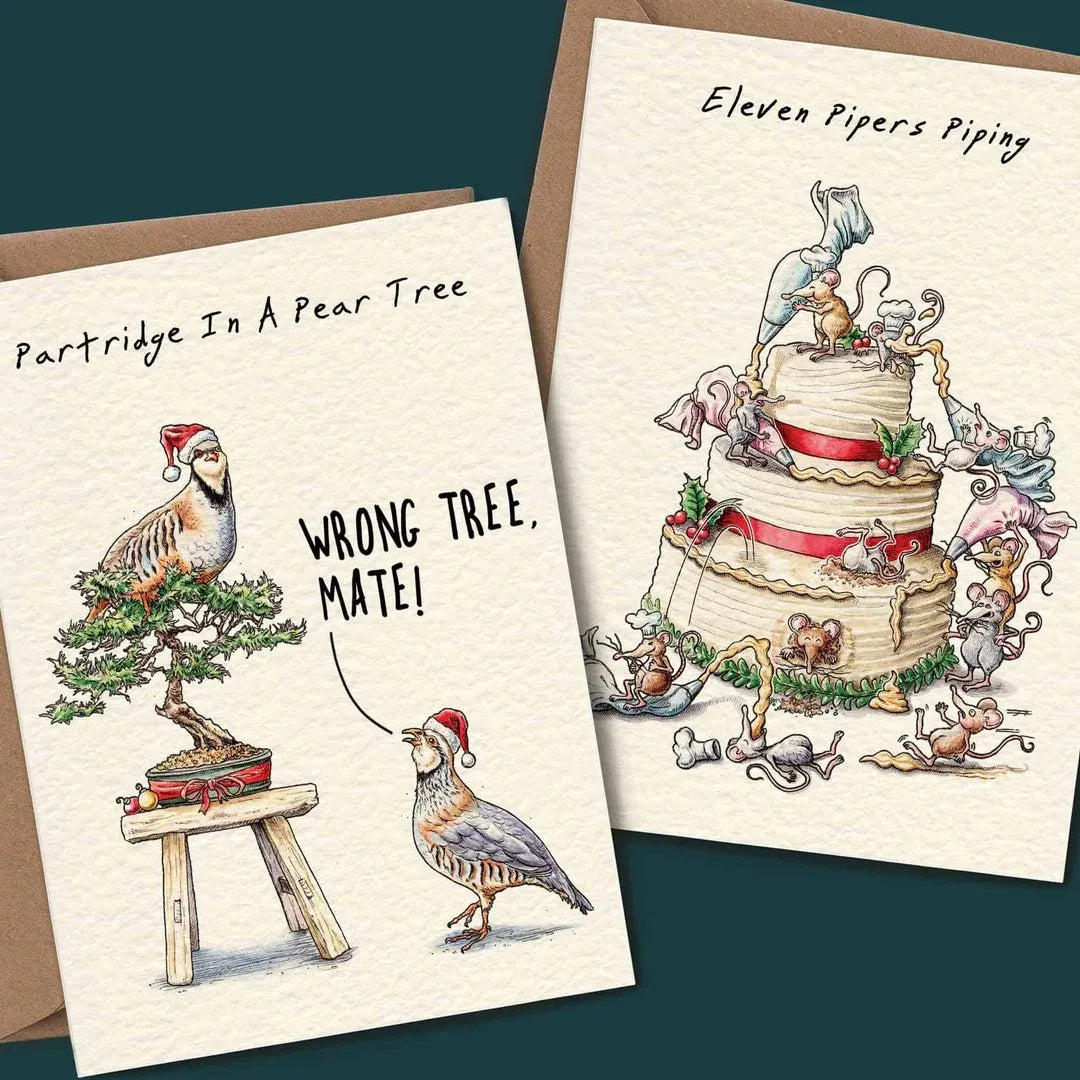 Twelve Days Of Christmas Card Set ~ Bold, witty holiday greetings in every envelope.