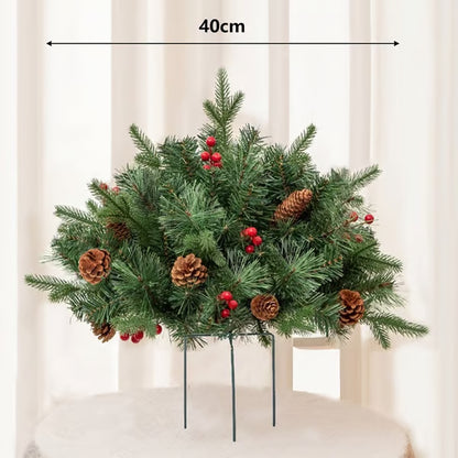 Pre-lit Artificial Christmas Tree Urn Filler ~ Weatherproof sparkle for entryways and patios.