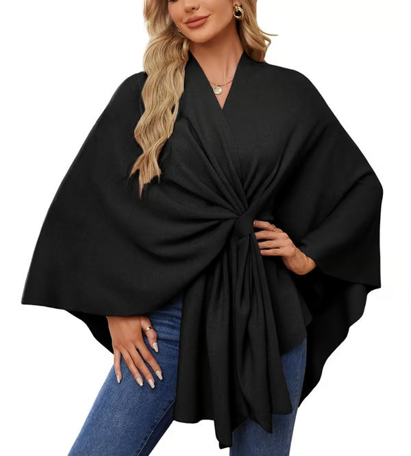 Elegant Shawl Sweater Wrap ~ Effortless layering and cloud-soft comfort all day.