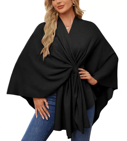 Elegant Shawl Sweater Wrap ~ Effortless layering and cloud-soft comfort all day.