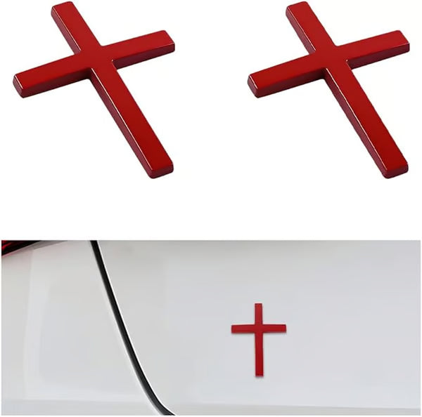 Metal Jesus Cross Emblem ~ Holy Armor for Your Ride.