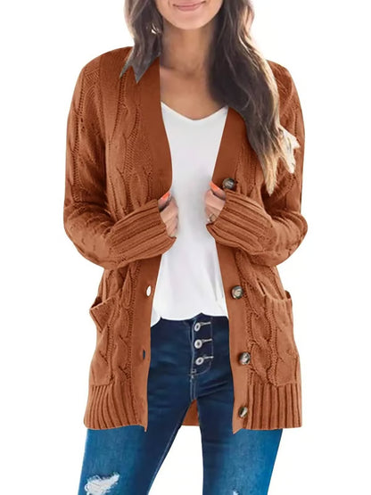 Long Sleeve Button Down Cable Knit Cardigan ~ Cozy fall favorite for work or weekends.