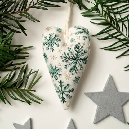 Heart Shaped Christmas Ornament Kit ~ Hand-stitched holiday keepsake you’ll treasure for years.