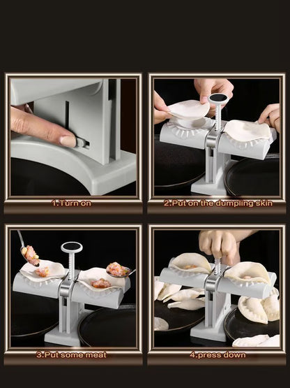 Double Head Dumpling Maker ~ Seal two perfect dumplings in one press.