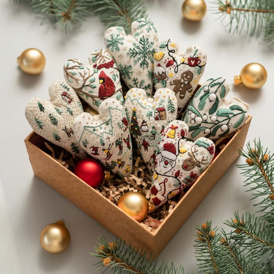 Heart Shaped Christmas Ornament Kit ~ Hand-stitched holiday keepsake you’ll treasure for years.