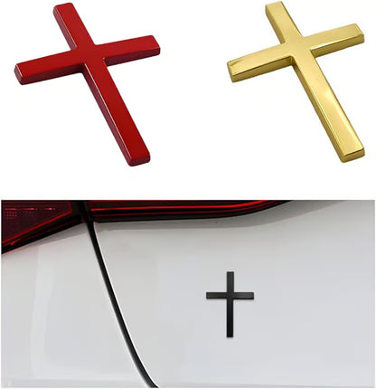 Metal Jesus Cross Emblem ~ Holy Armor for Your Ride.