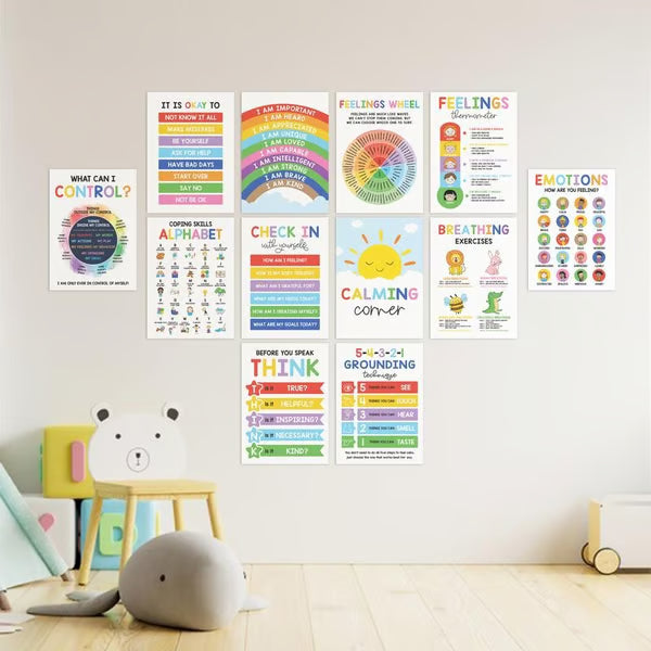12 Pcs Calming Corner Posters ~ Create a safe space for kids to calm down.