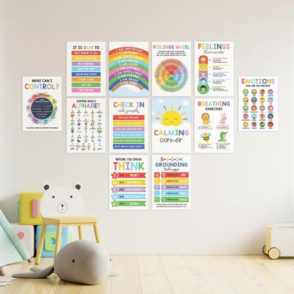 12 Pcs Calming Corner Posters ~ Create a safe space for kids to calm down.