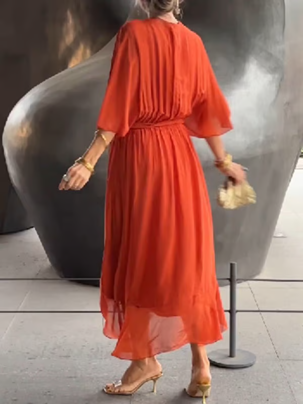 Chiffon V-Neck Maxi Dress ~ Flowing elegance that flatters every figure.