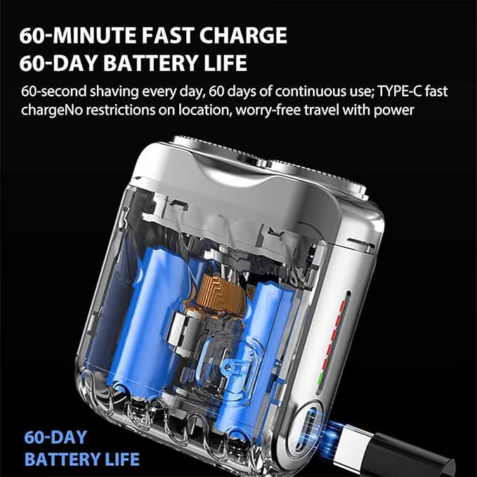 Portable Dual Ring Shaver ~ Powerful grooming wherever you go.