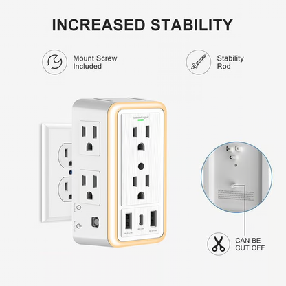 Smart Night Light Multi Plug Outlet ~ No More Fighting for Plugs