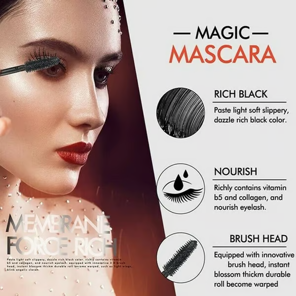 Waterproof Silk Fibre Thick Lengthening Mascara ~ 500% Volume, Zero Extensions Needed