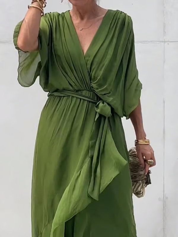 Chiffon V-Neck Maxi Dress ~ Flowing elegance that flatters every figure.
