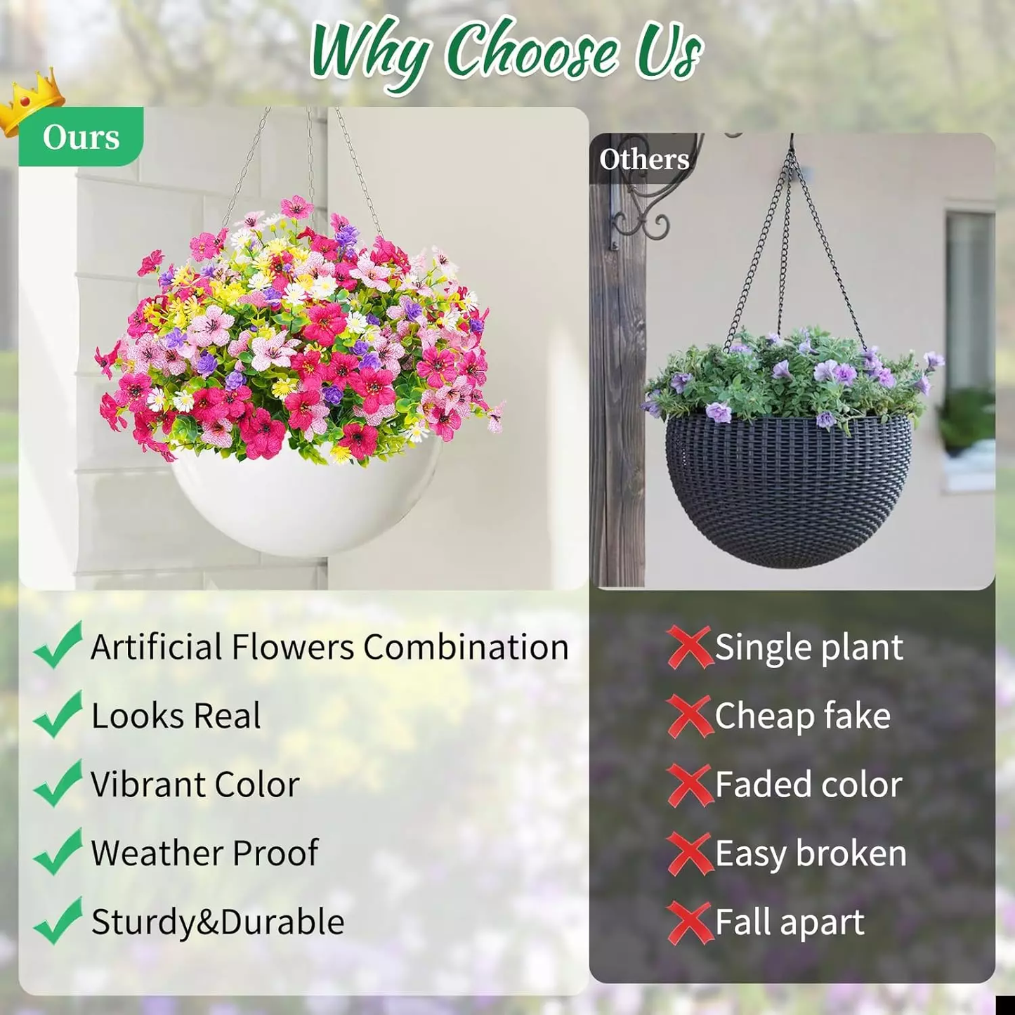 UV Resistant Lifelike Artificial Flowers ~ Brighten your garden with zero upkeep.