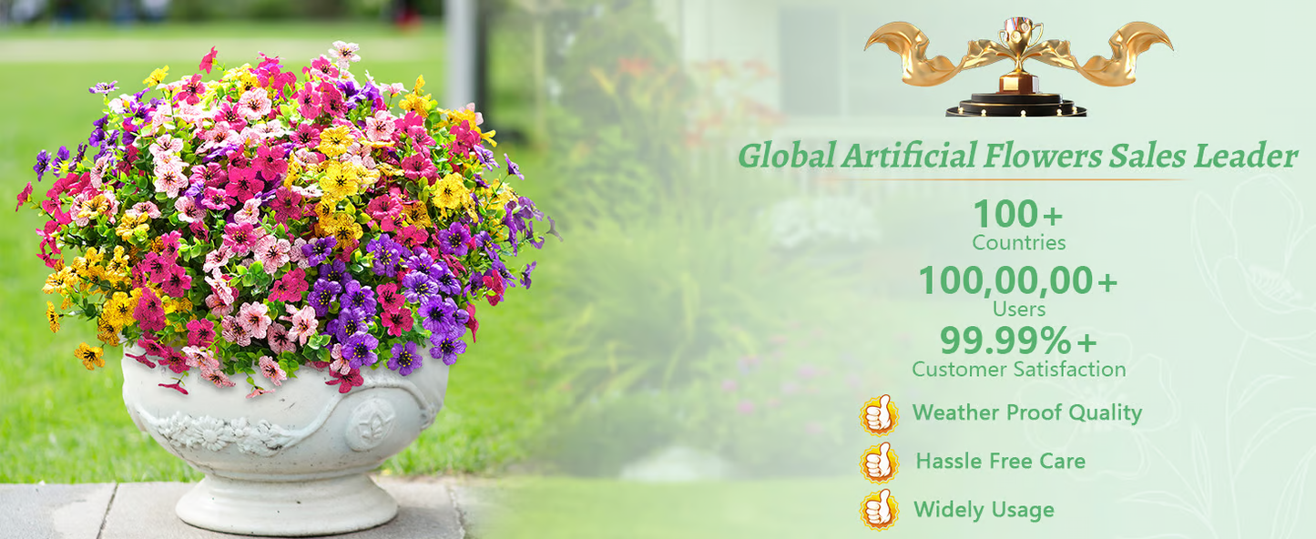 UV Resistant Lifelike Artificial Flowers ~ Brighten your garden with zero upkeep.