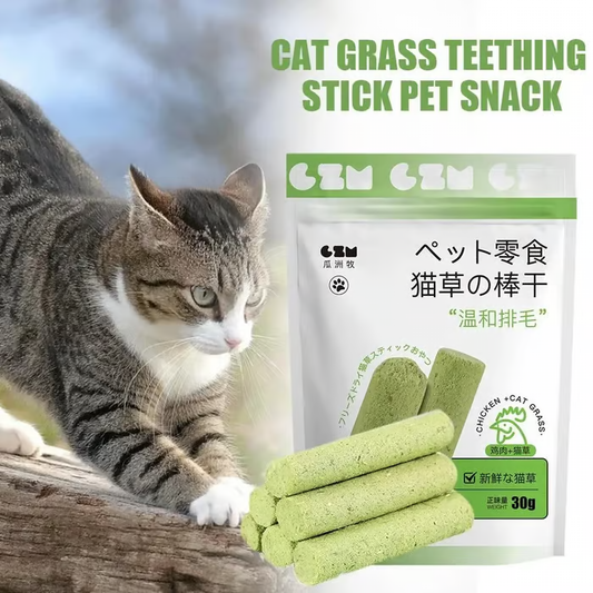 Cat Grass Teething Sticks ~ Daily treat for fresher breath & fewer hairballs