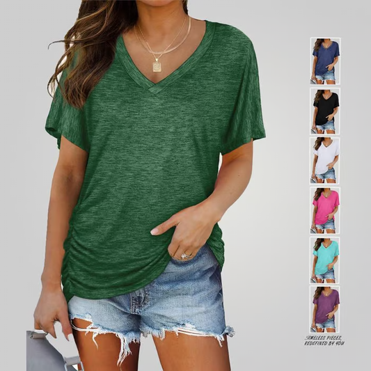 Short Sleeve V Neck Dolman Tops ~ Your go-to top for comfort and confidence-