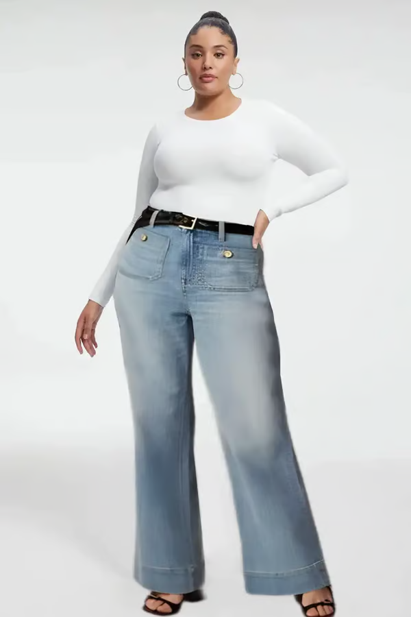 Tummy Control Sailor Wide Leg Trouser ~ Flatten your belly and fake longer legs in seconds.