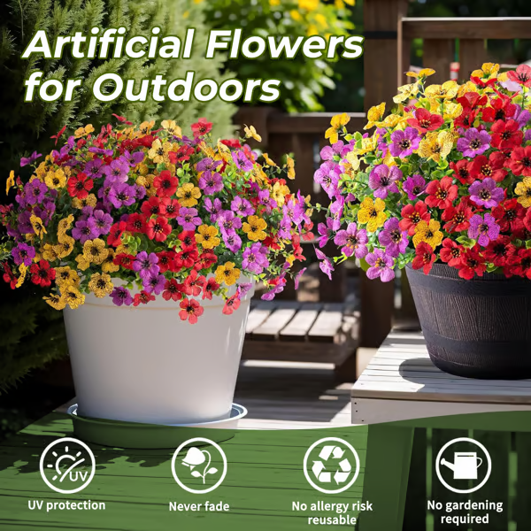 UV Resistant Lifelike Artificial Flowers ~ Brighten your garden with zero upkeep.
