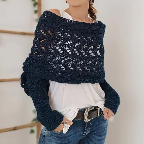 Hand-knitted Scarf with Sleeves ~ Layer up in seconds, lounge all day