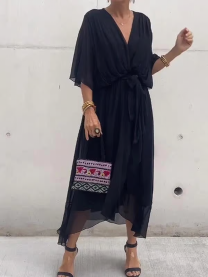 Chiffon V-Neck Maxi Dress ~ Flowing elegance that flatters every figure.