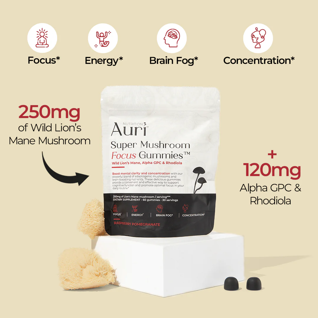 Super Mushroom Focus Gummies ~ Sharpen your mind and stay focused naturally