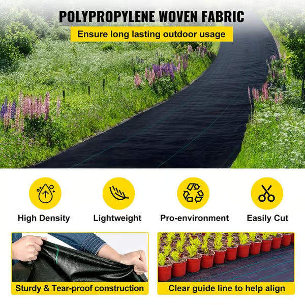 Premium Woven Weed Barrier ~ No chemicals, no mess, just results.