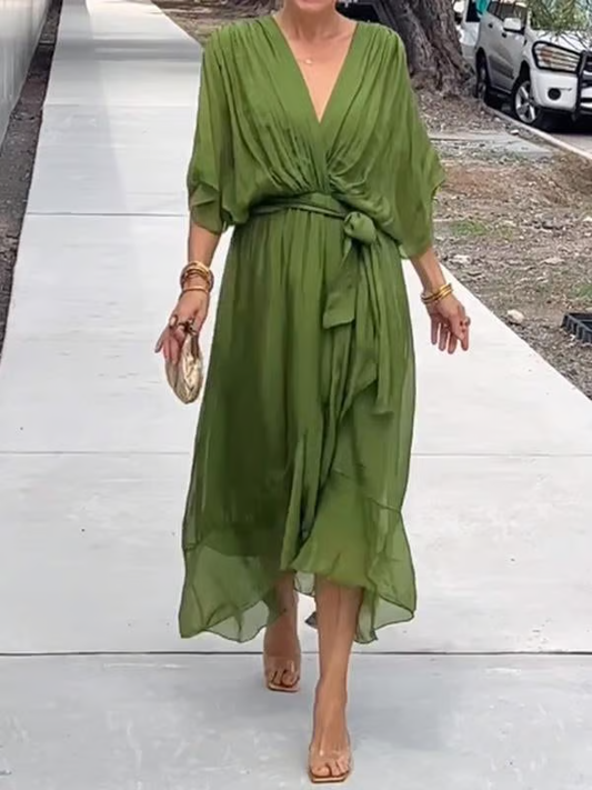 Chiffon V-Neck Maxi Dress ~ Flowing elegance that flatters every figure