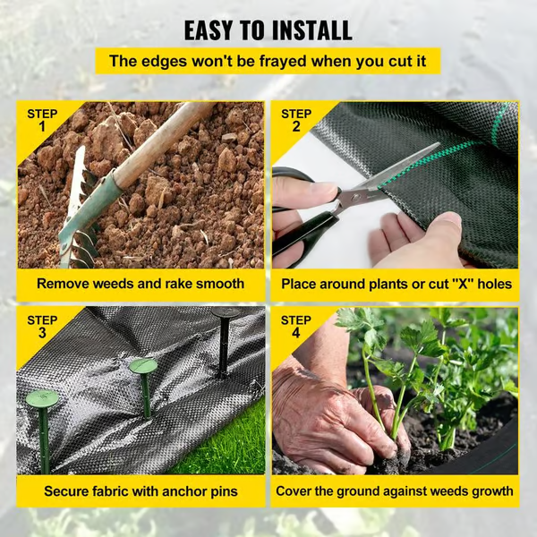 Premium Woven Weed Barrier ~ No chemicals, no mess, just results.