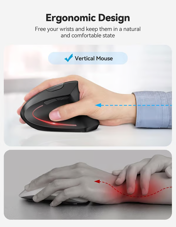 Ergonomical Vertical Mouse ~ Natural grip for all-day comfort and control.