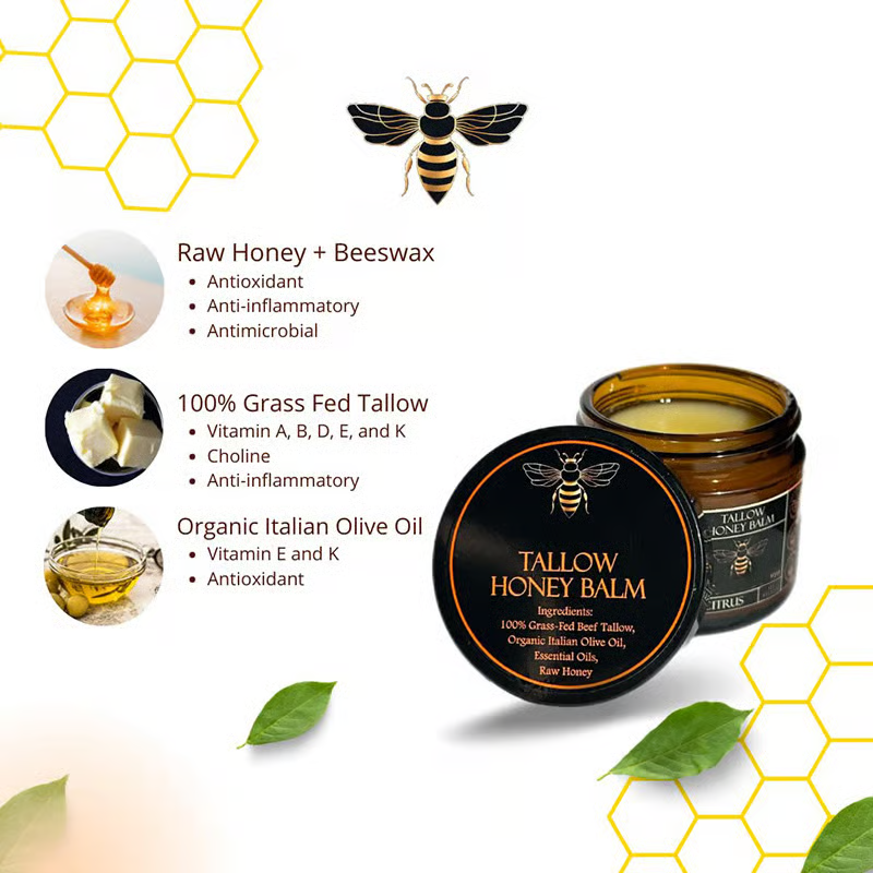 Organic Grass Fed Beef Tallow Balm ~ Deep skin nourishment from head to toe.