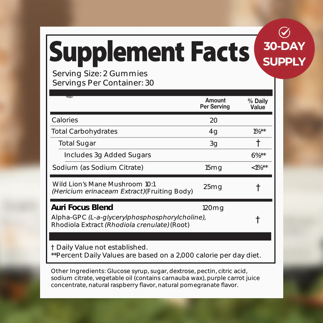 Super Mushroom Focus Gummies ~ Sharpen your mind and stay focused naturally