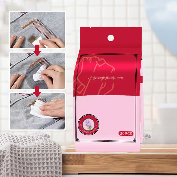 Stain Removal Wet Wipes ~ Instant clean-up for clothes, shoes & more on the go.