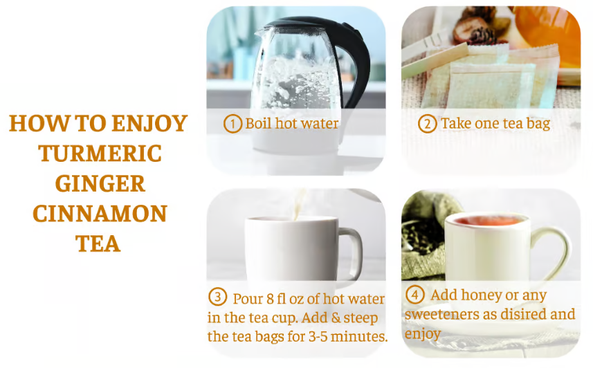 Turmeric Ginger Cinnamon Tea ~ Support digestion, calm inflammation, and relax naturally.